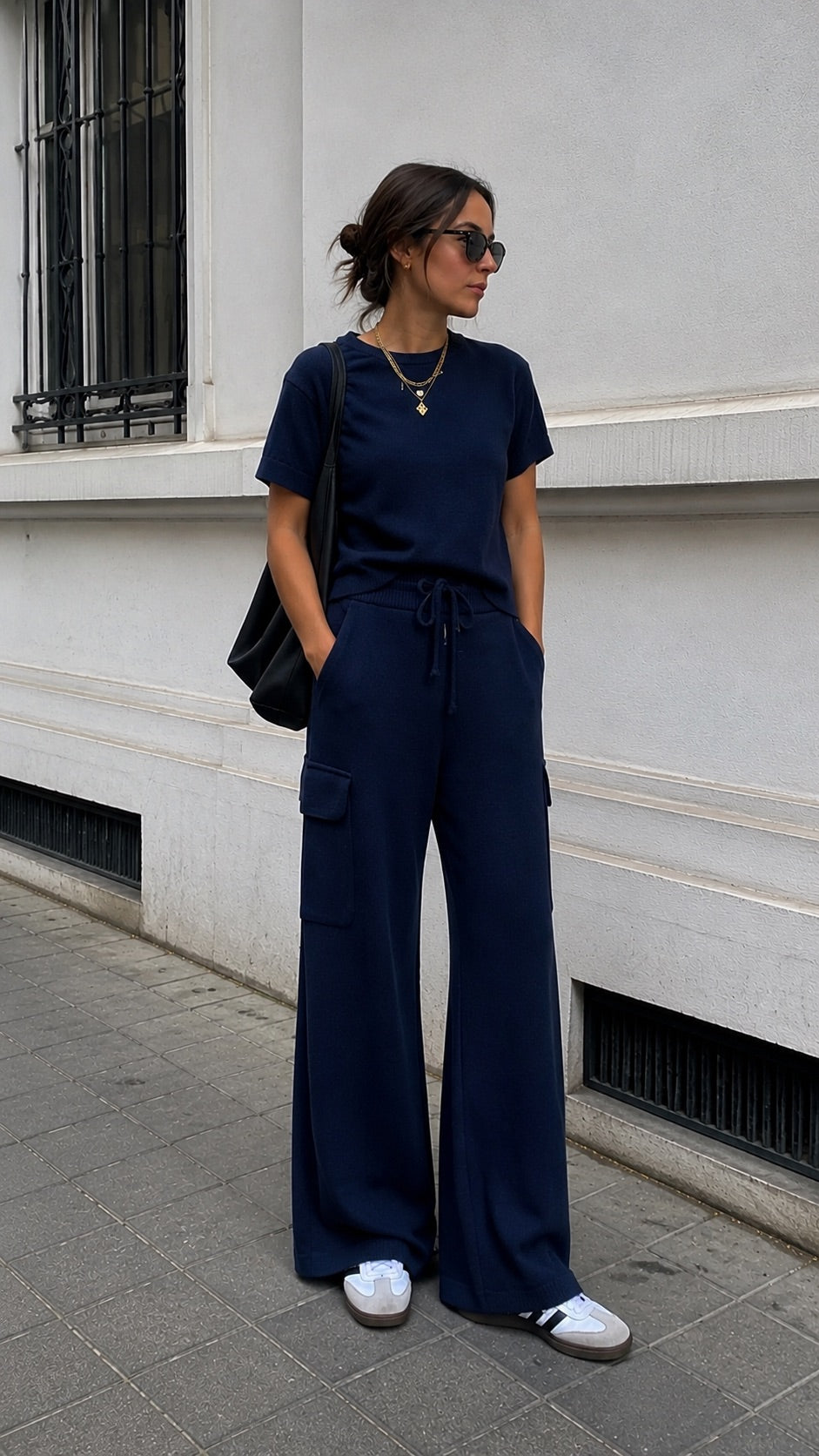 Petra Navy Knitted Top