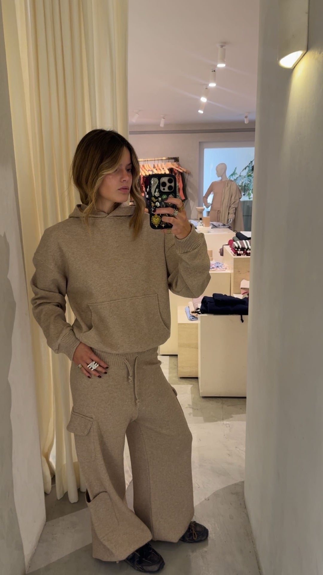 Portland Beige Knitted Hoodie