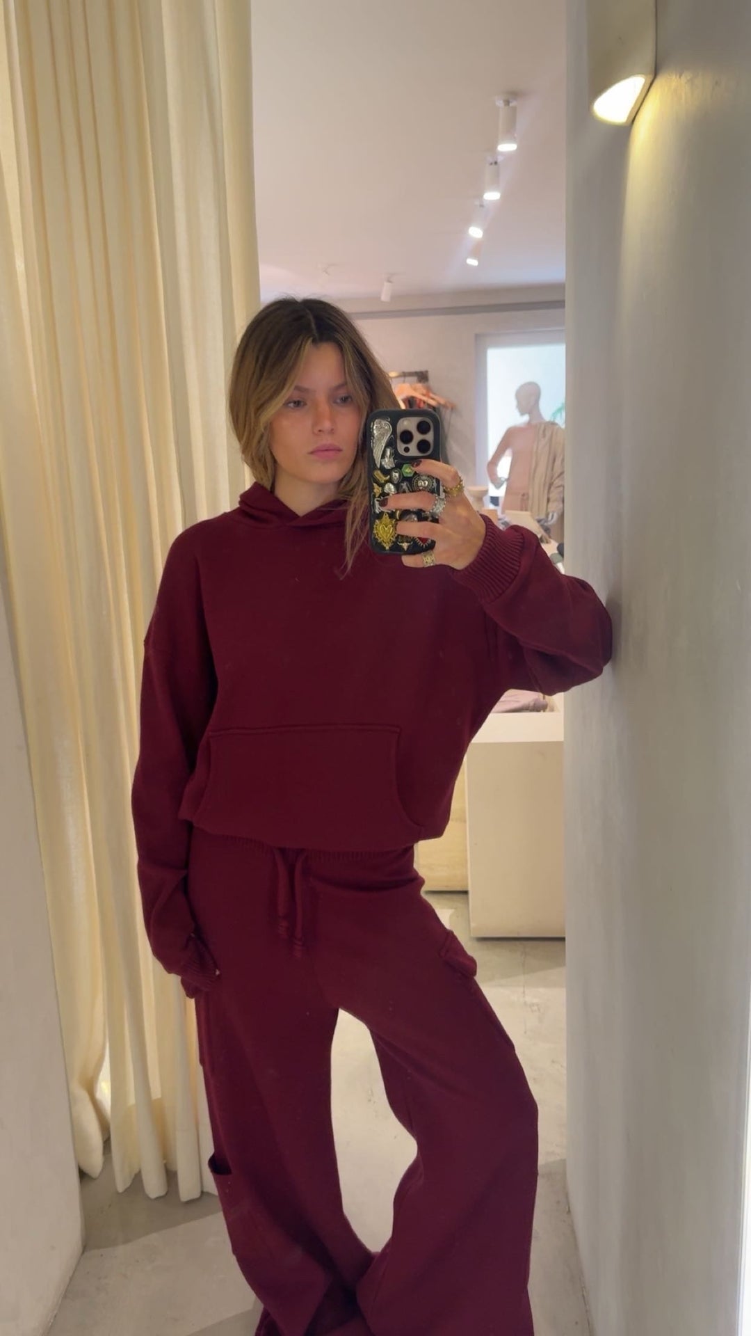 Portland Burgundy Knitted Hoodie