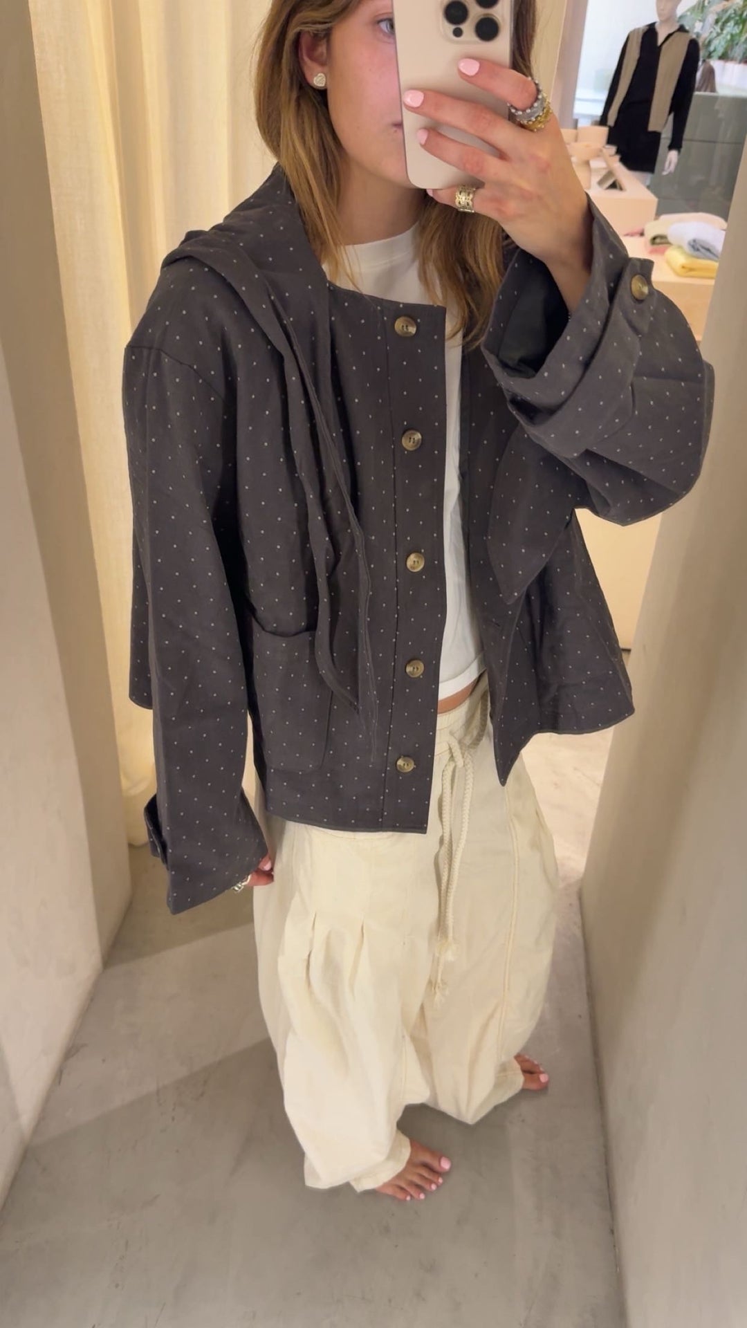 Nara Polka Dot Jacket Charcoal
