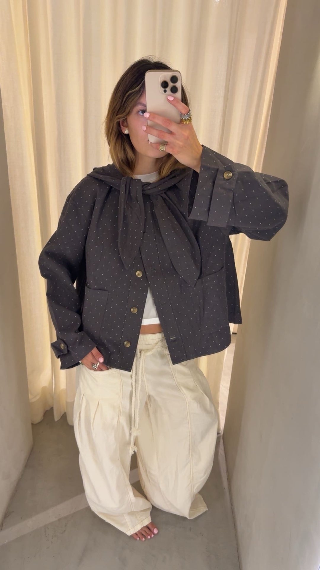 Nara Polka Dot Jacket Charcoal