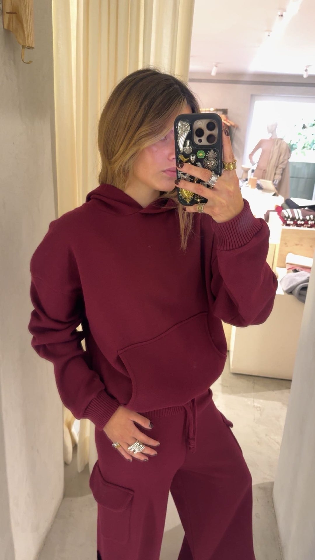 Portland Burgundy Knitted Hoodie