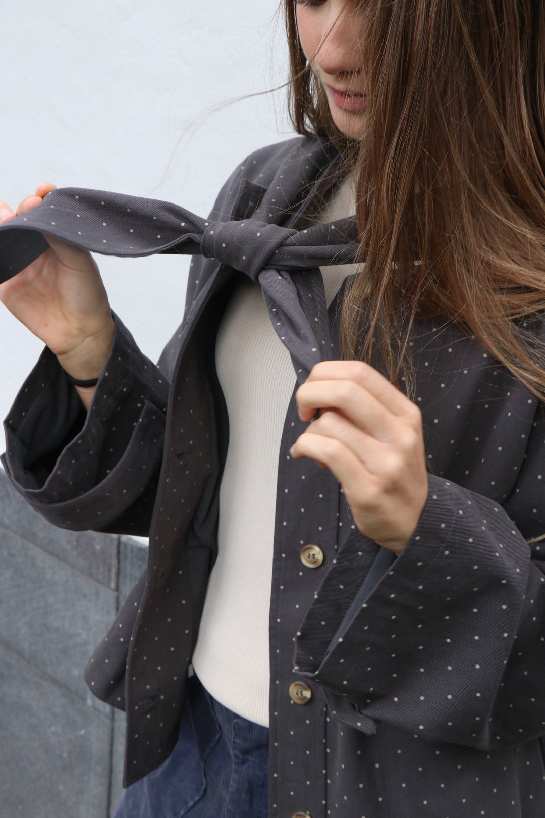 Nara Polka Dot Jacket Charcoal