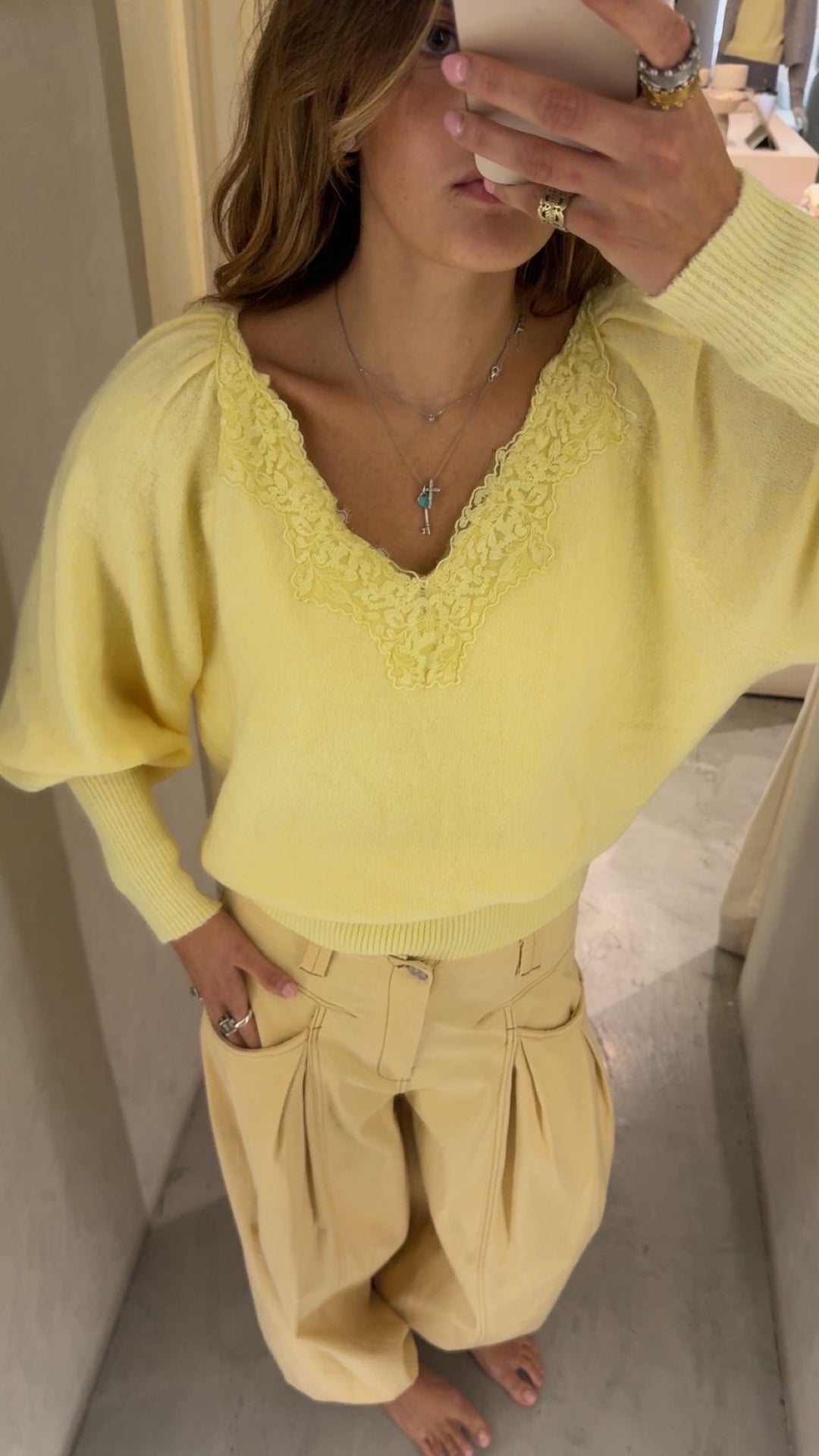 Cadiz Yellow Lace Sweater