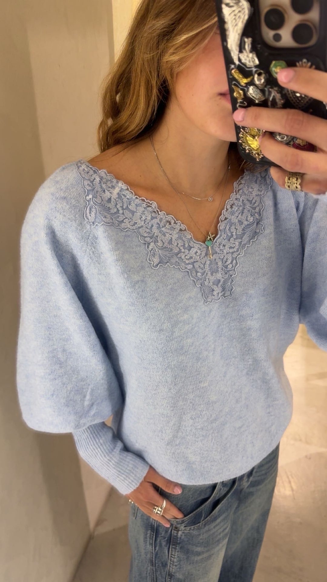 Cadiz Blue Lace Sweater