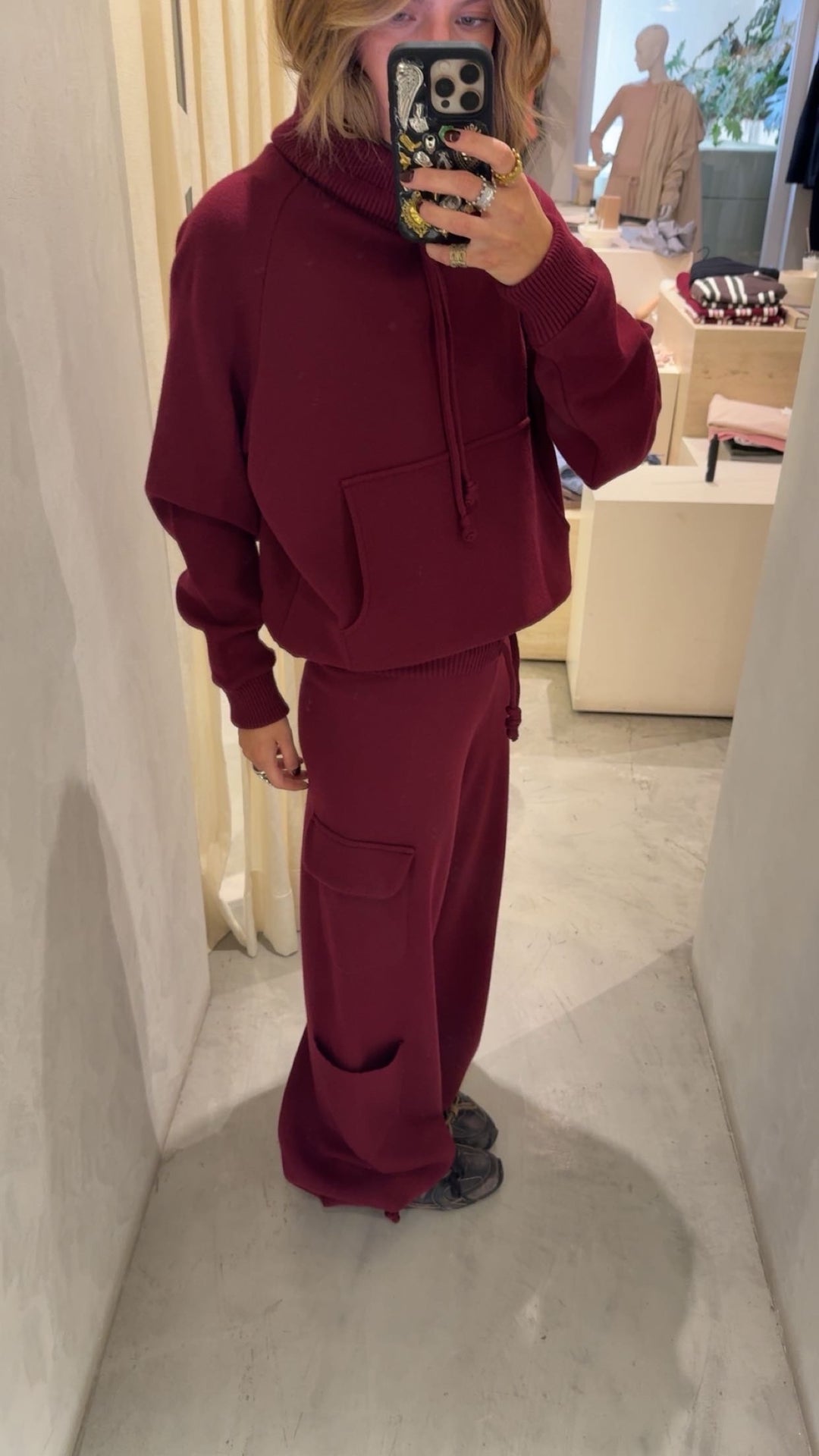Kenya Burgundy Cargo Knitted Pants