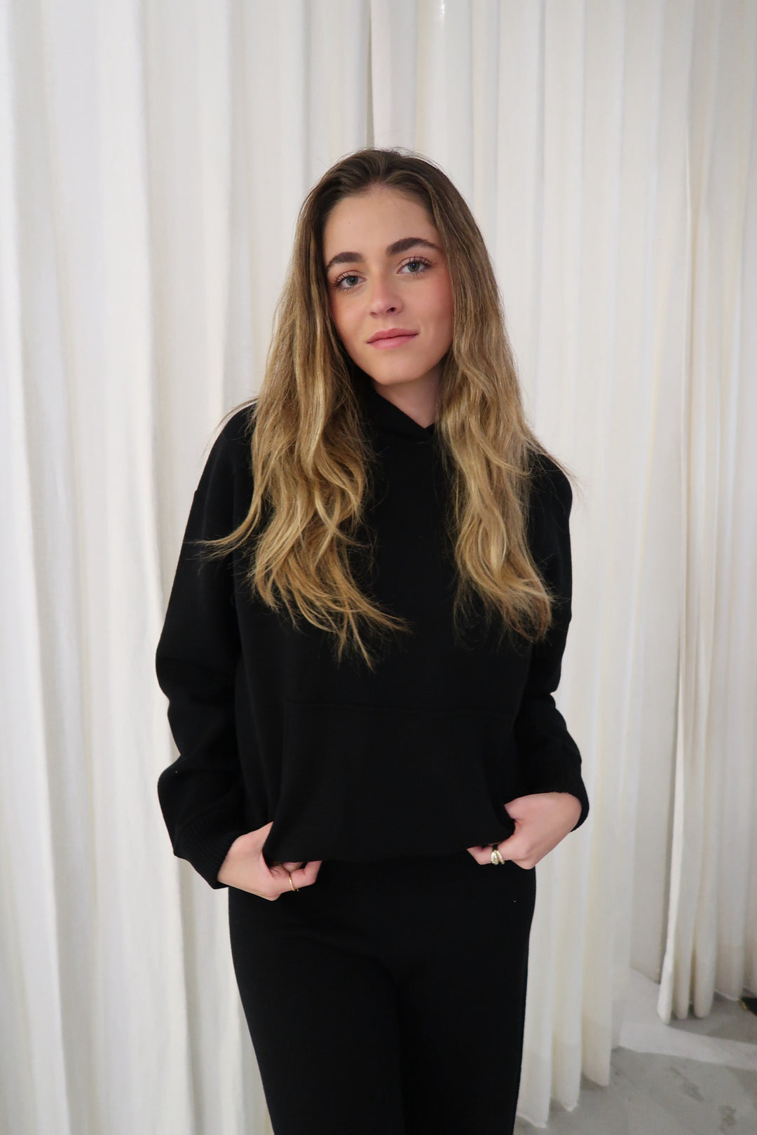 Portland Black Knitted Hoodie