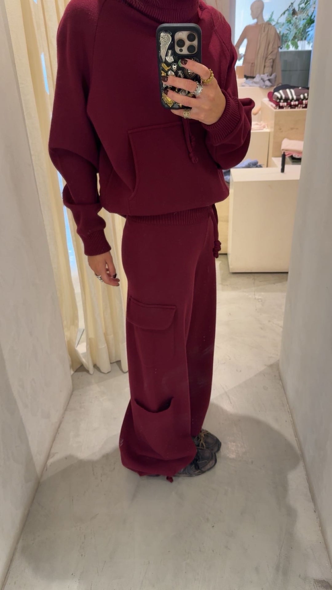 Kenya Burgundy Cargo Knitted Pants