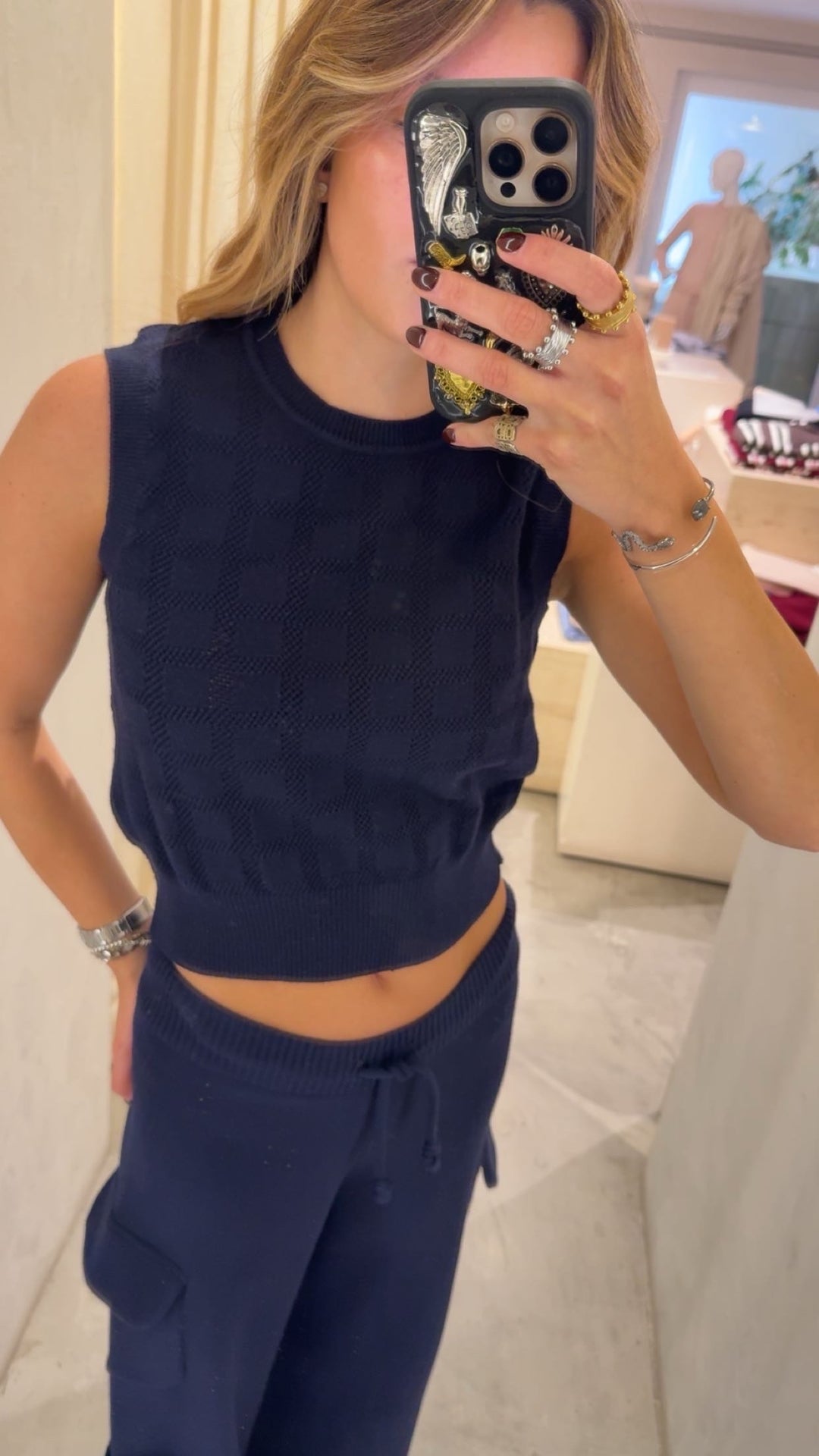 Dubai Navy Knitted Top
