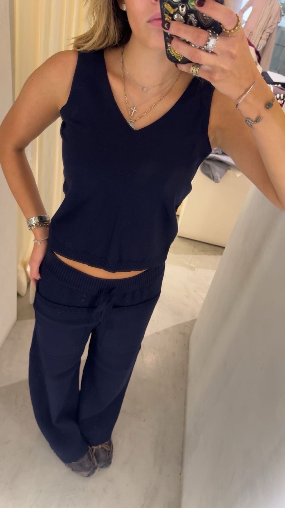 Amsterdam Navy Knitted Top