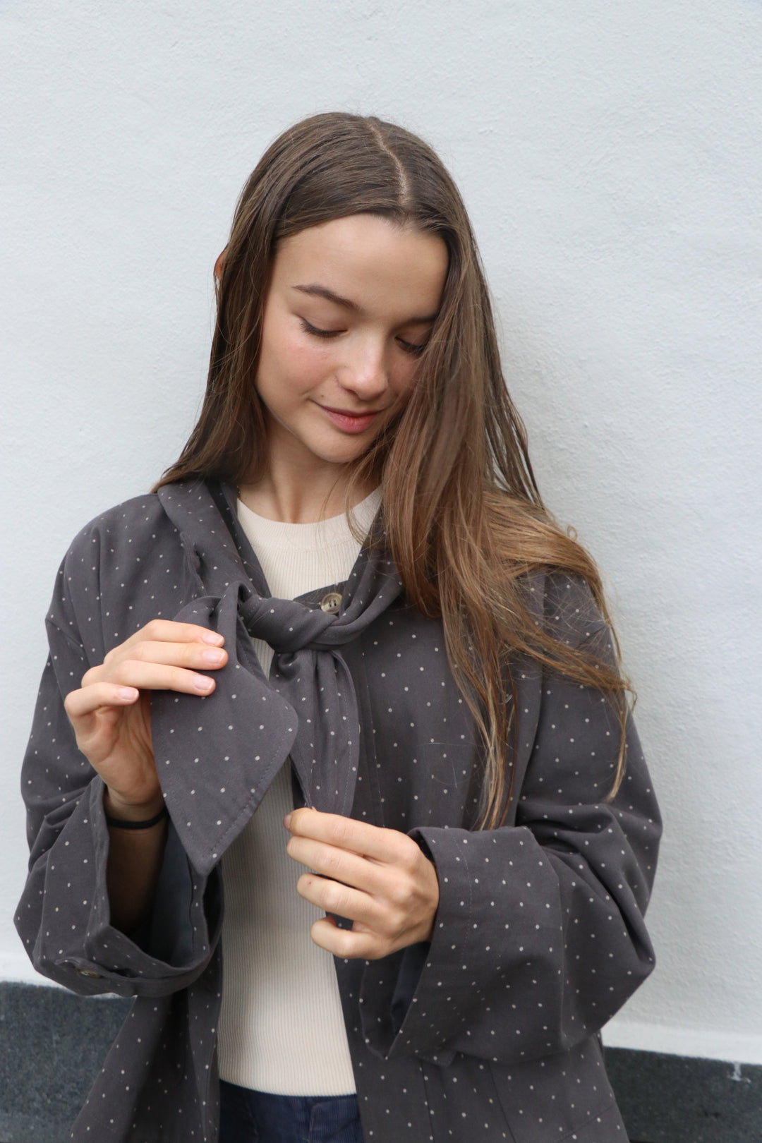Nara Polka Dot Jacket Charcoal