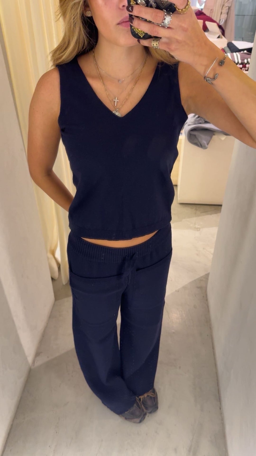 Amsterdam Navy Knitted Top