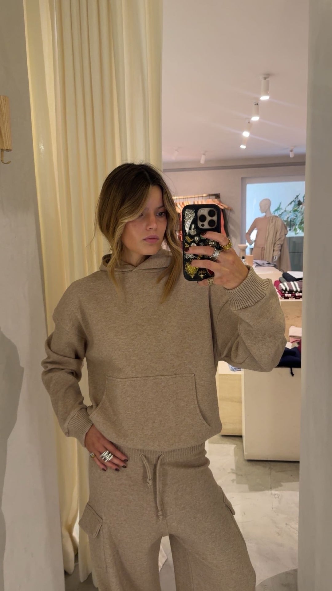 Portland Beige Knitted Hoodie
