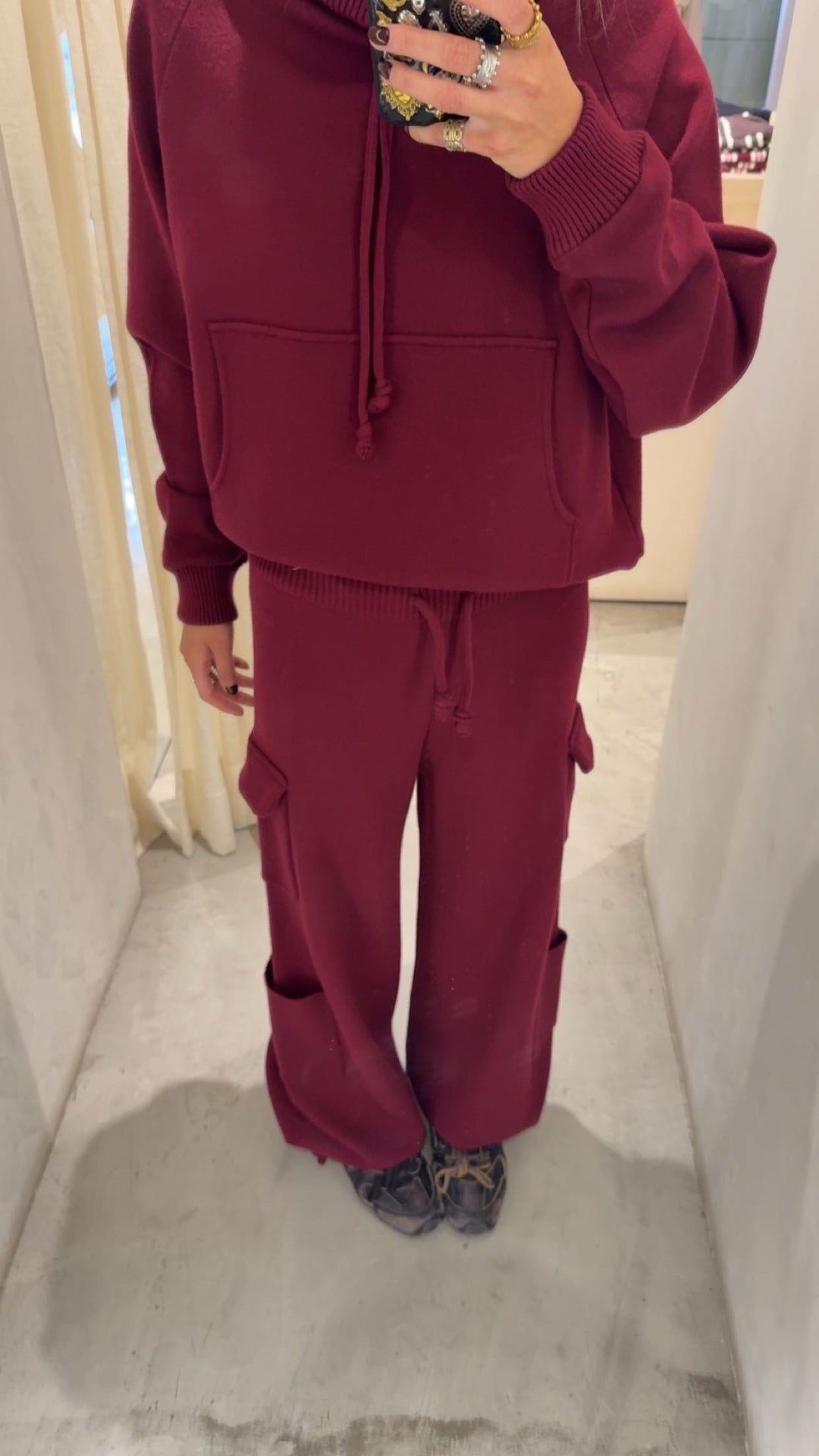 Kenya Burgundy Cargo Knitted Pants