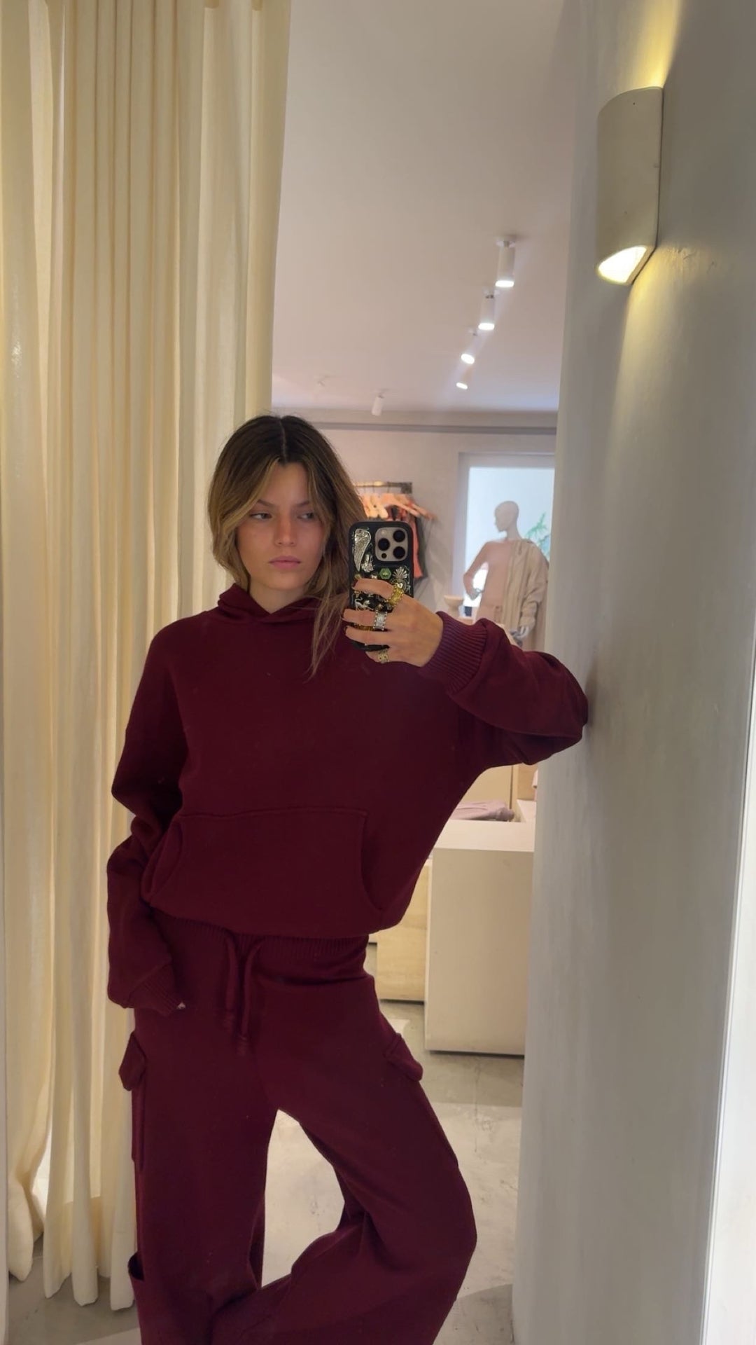 Portland Burgundy Knitted Hoodie