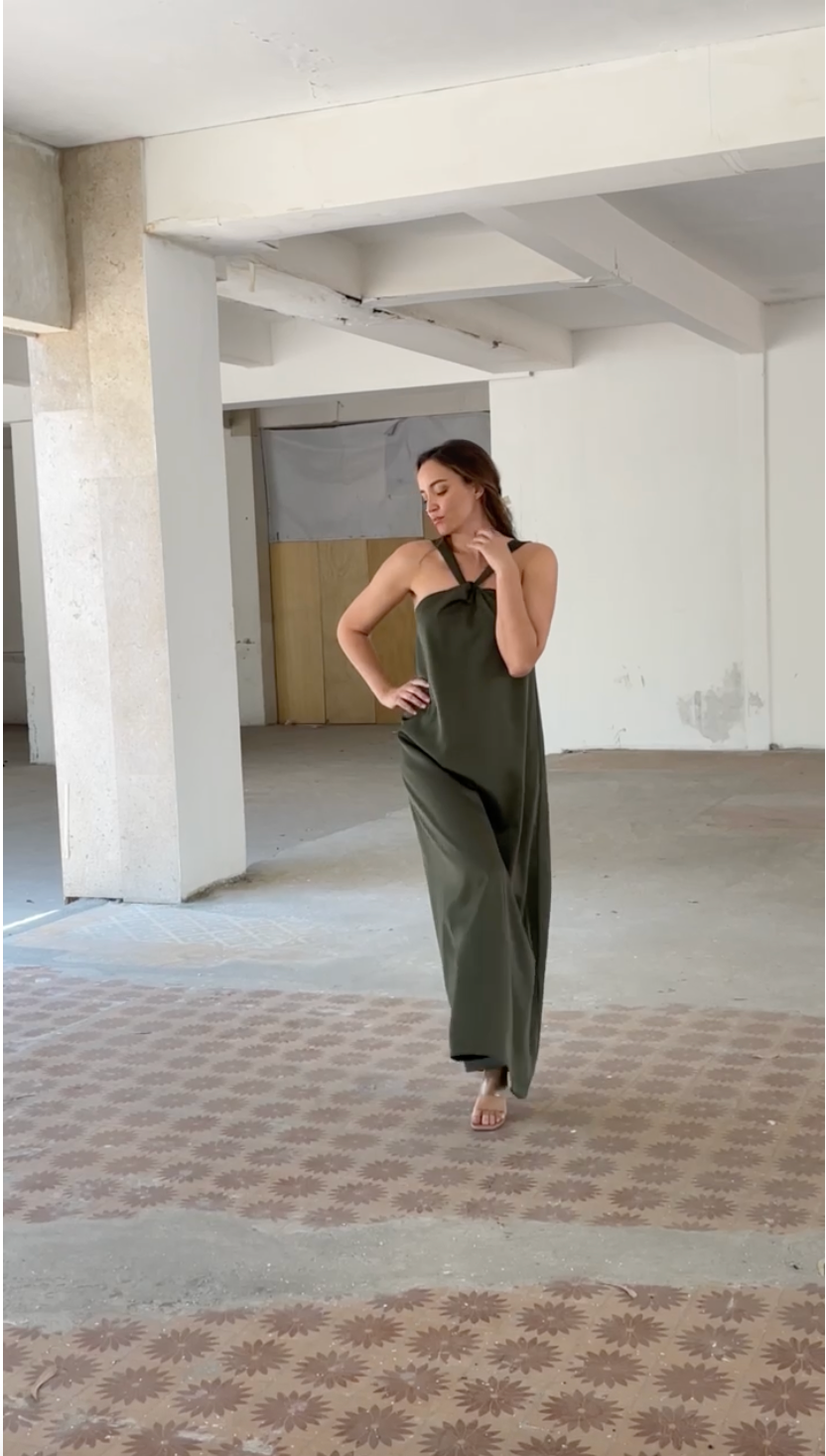 Rome Olive Satin Dress