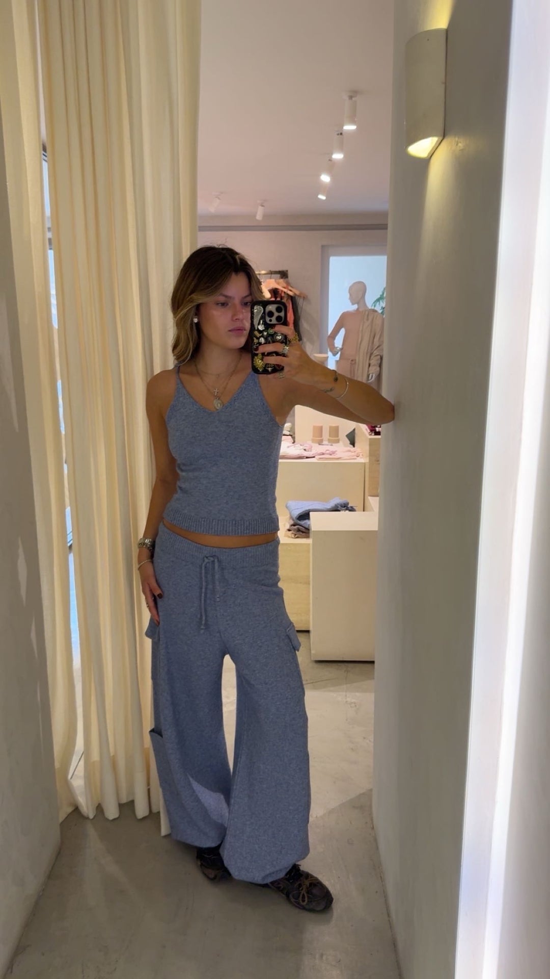 Kenya Denim Cargo Knitted Pants