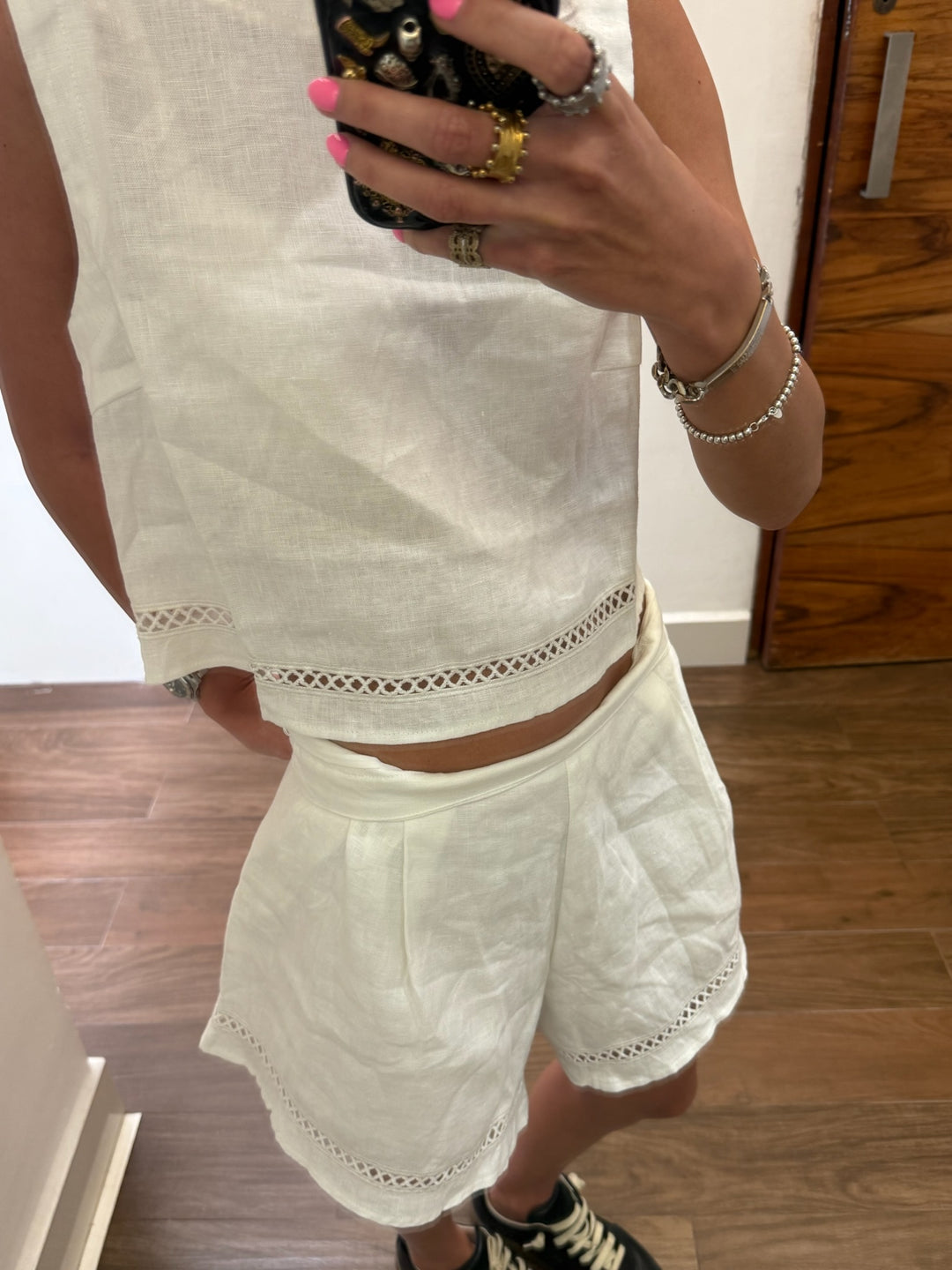 Bora White Linen Shorts