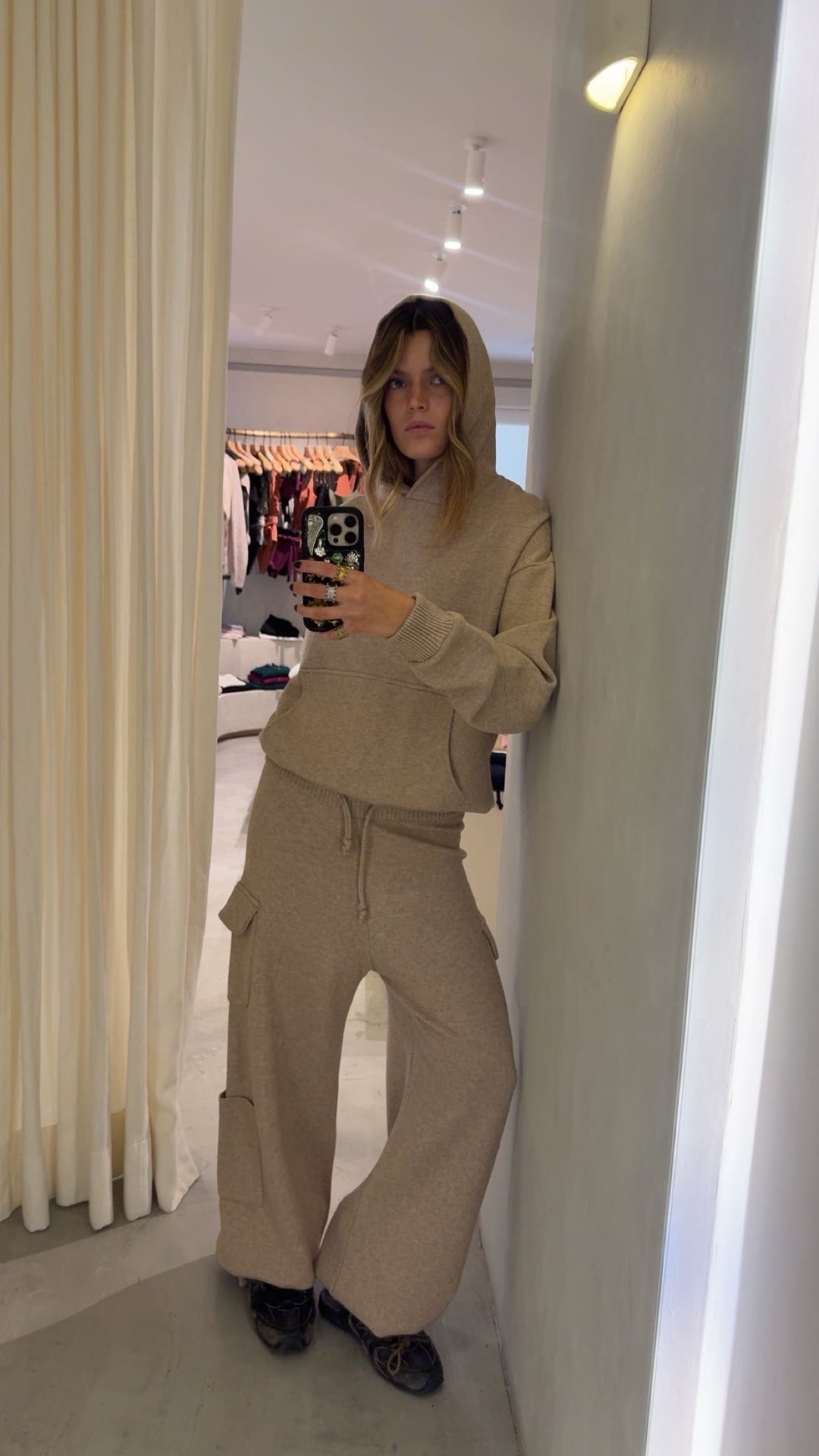 Portland Beige Knitted Hoodie