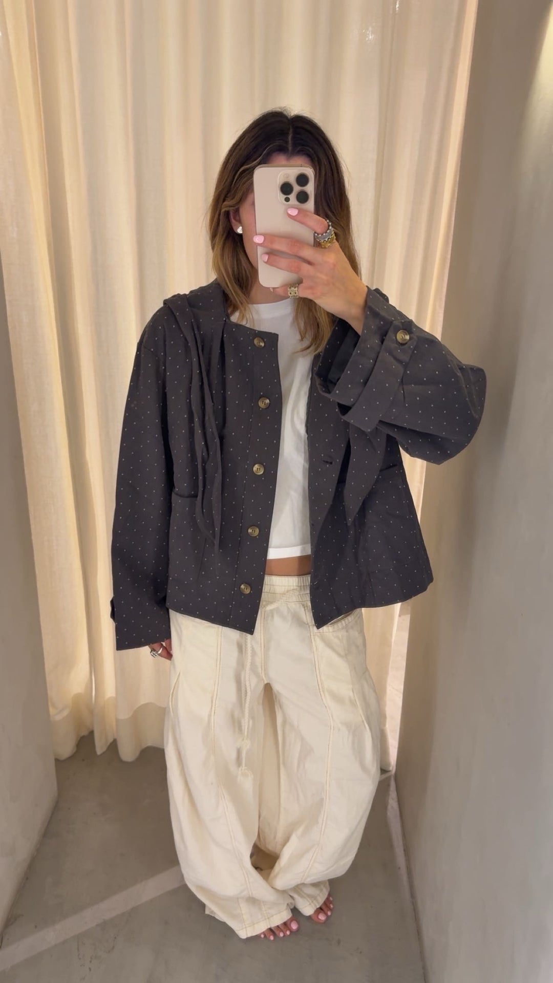 Nara Polka Dot Jacket Charcoal