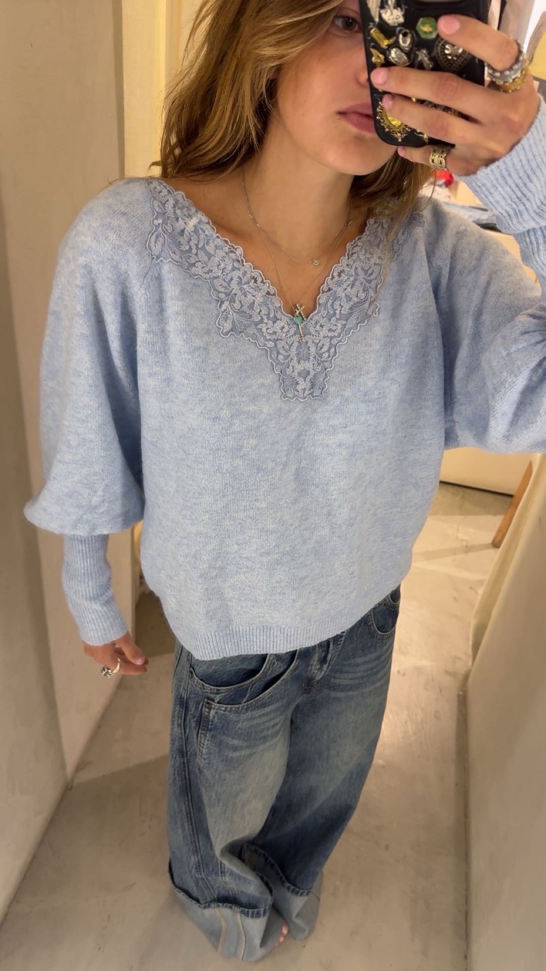 Cadiz Blue Lace Sweater