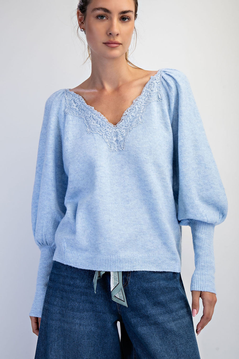 Cadiz Blue Lace Sweater
